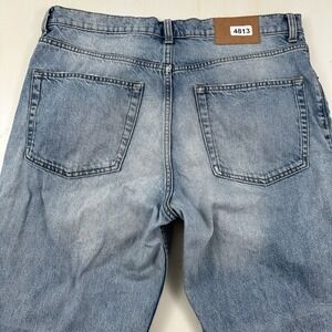 Y2K Cheap Monday Jeans Women 32 34x27 Blue Loose Straight Distressed Light Wash